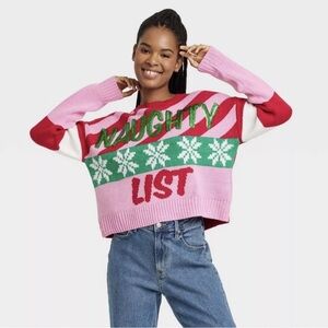 Women's Naughty List Graphic Sweater Sz 2X Ugly Sweater Festive Soft & Cozy Top